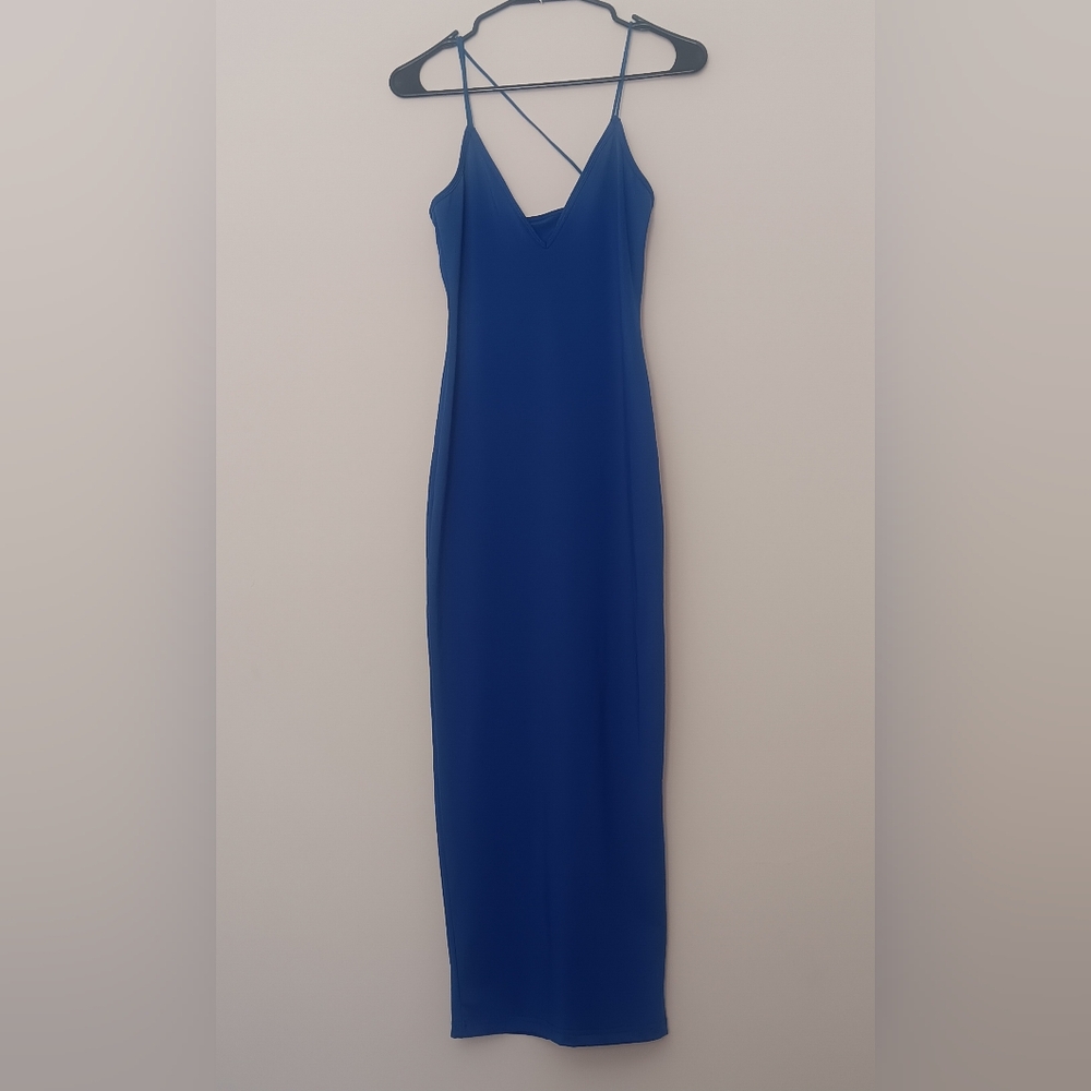 Sleeveless Royal Blue V-Neck Women's Dress